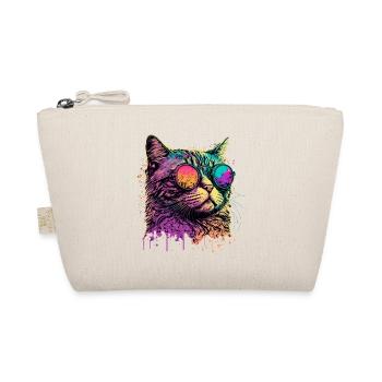 Neon Cat with Sunglasses - Organic Pouch - nature - Front