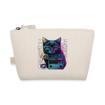 Cat with Cassette - Organic Pouch - nature - Front