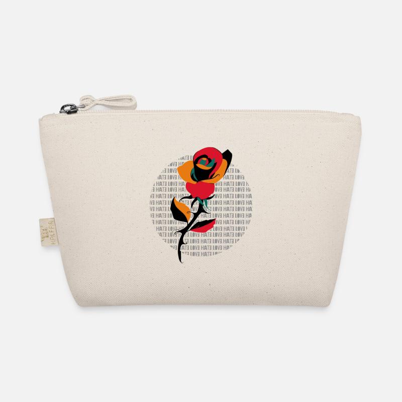 Fleur rose LOVE HATE - Trousse biologique - nature