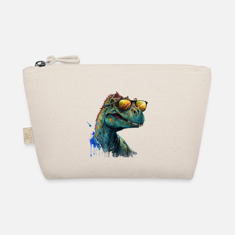cool dino with sunglasses, prehistoric lizard Organic Pouch