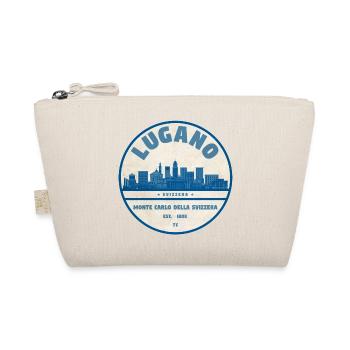 Lugano Skyline Abzeichen Shirt - Bio-Täschchen - Natur - Vorne