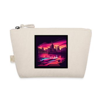 Skyline von Dresden im Abendlicht Vaporwave Optik - Bio-Täschchen - Natur - Vorne