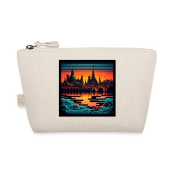 Skyline von Dresden im Abendlicht Vaporwave Optik - Bio-Täschchen - Natur - Vorne