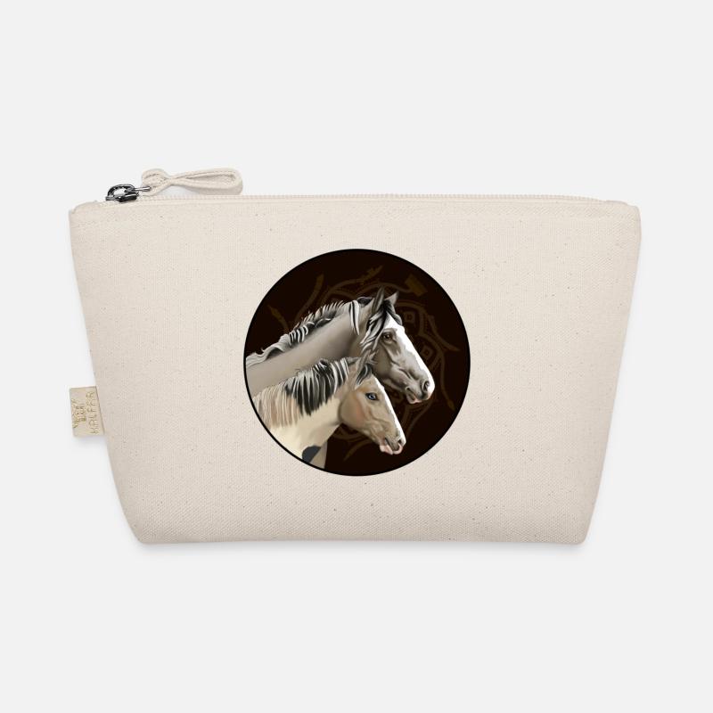 Twin Horses in Mandala Circle Organic Pouch