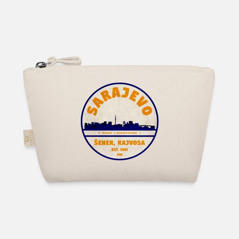 Sarajevo Skyline Vintage Badge Organic Pouch