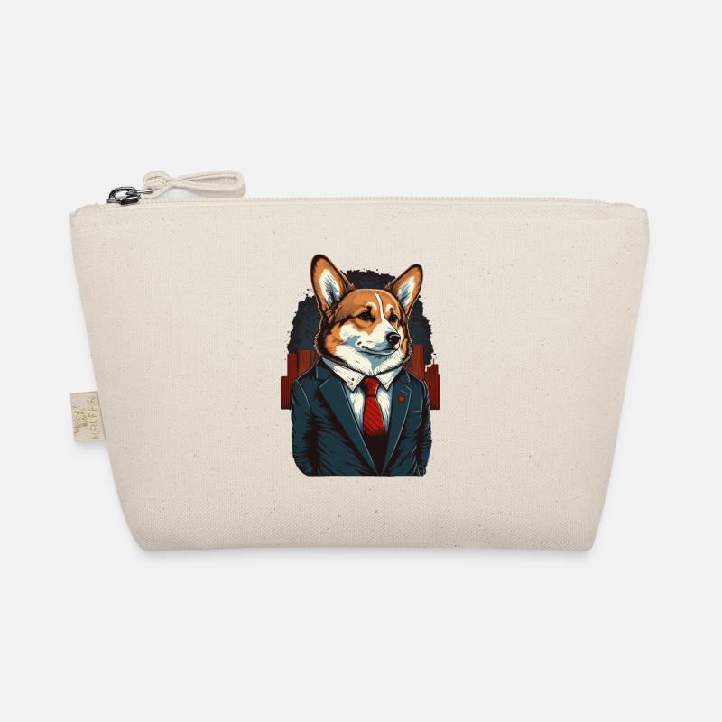 Elegant Corgi Art in Suit Organic Pouch