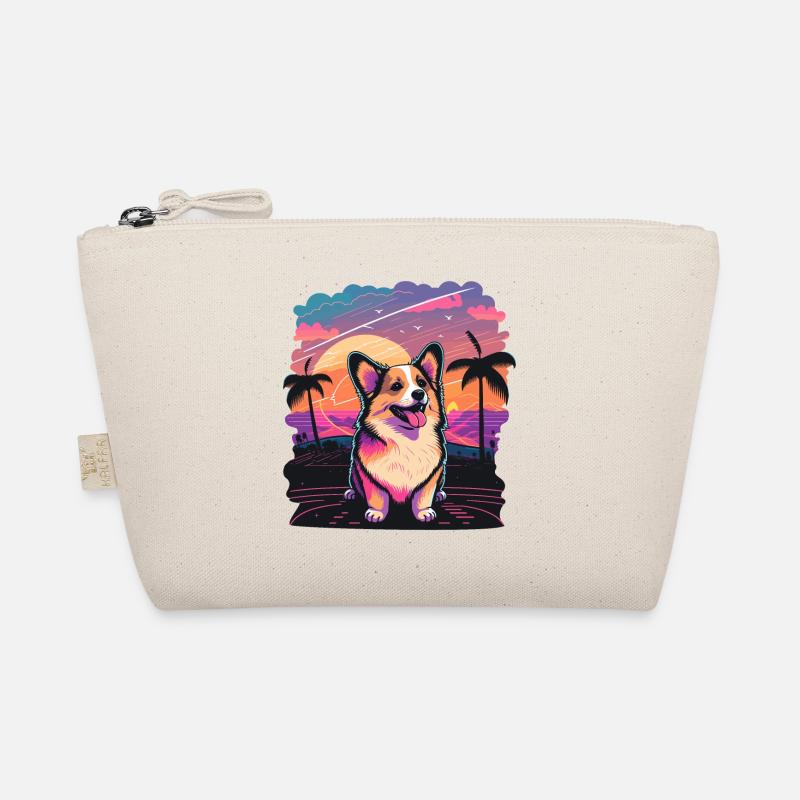 Corgi vibing at the Beach Art Organic Pouch