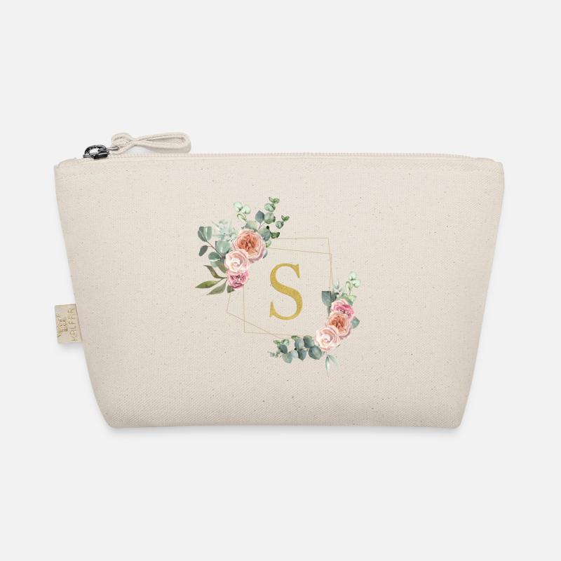 Customizable Monogram S Floral Organic Pouch