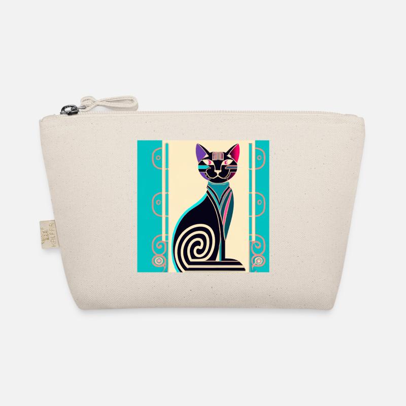 Neon-Spiralkatze Art Déco - Bio-Täschchen - Natur