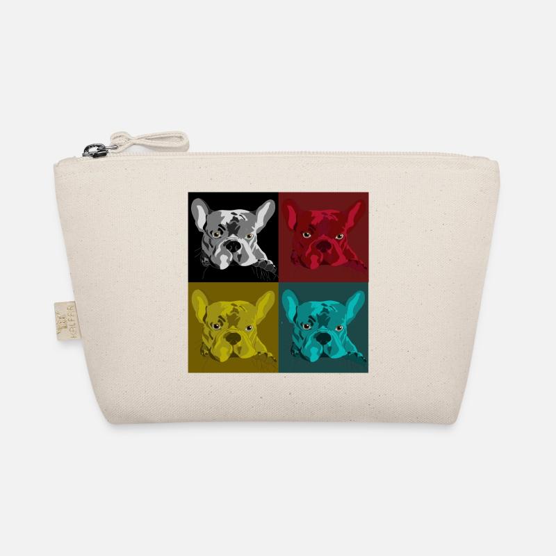 Frenchie Pop Art Vierfarb Design Bio-Täschchen