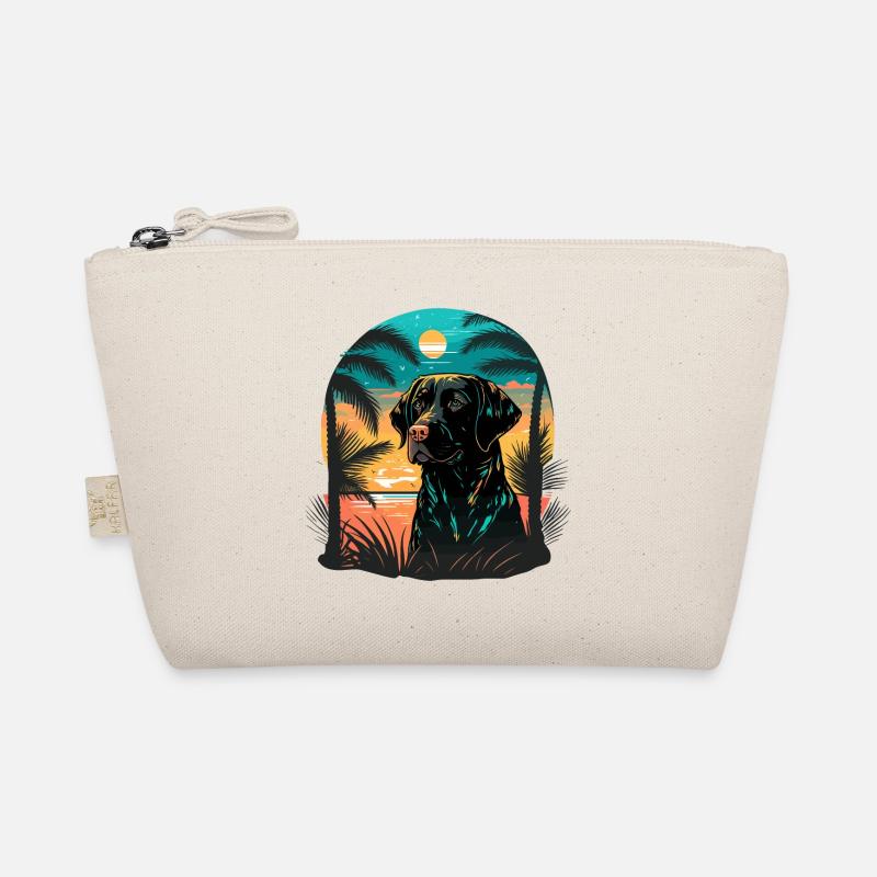 Labrador Retriever Time on Beach Vaporwave Organic Pouch