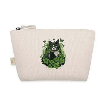 Chat noir et blanc avec lierre et papillons - Trousse biologique - nature - Devant