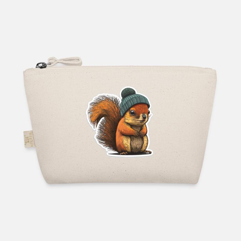 Eichhörnchen mit Beanie Bio-Täschchen