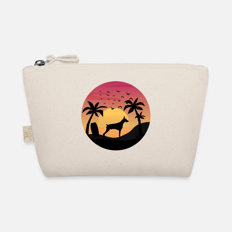Dobermann Owner Beach Sunset Palm Trees Organic Pouch