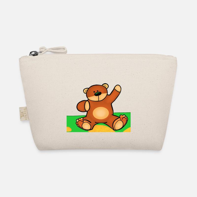 Cute little teddy bear sitting in the grass - Organic Pouch - nature