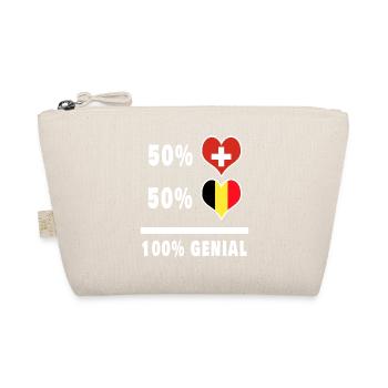 Belgien und Schweiz 100% Genial Flagge - Bio-Täschchen - Natur - Vorne