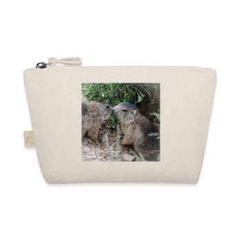 Murmeltiere 5 verschmust. Alpen Liebe und Geschenk - Bio-Täschchen - Natur - Vorne