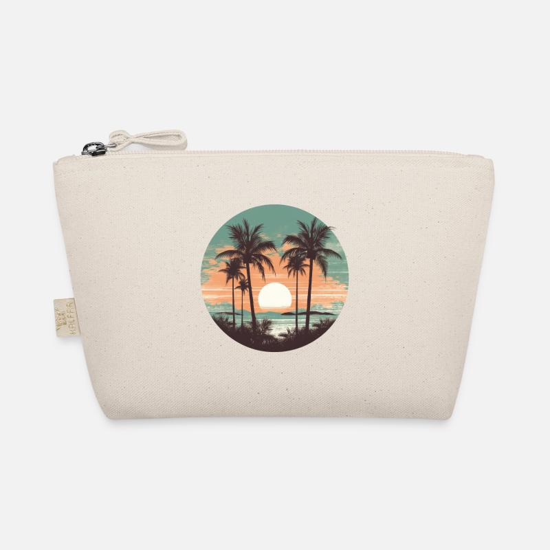 Palmen Sonne Sommer Vintage - Bio-Täschchen - Natur