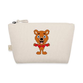 LIEBE - LOVE - TEDDY - BÄR - TEDDYBÄR - HERZEN - Bio-Täschchen - Natur - Vorne