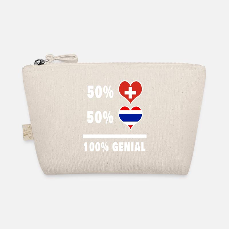 Thailand und Schweiz 100% Genial Flagge - Bio-Täschchen - Natur