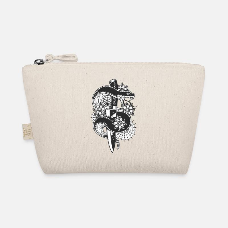 aggressive snake with knife Organic Pouch