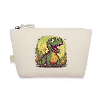 Cute dino in green, cute dinosaur motif - Organic Pouch - nature - Front