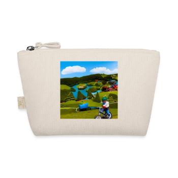 child riding bike in the mountain sunny day - Organic Pouch - nature - Front