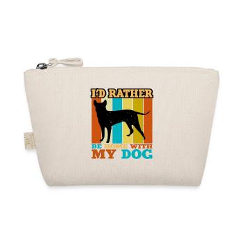Blauer Paul Terrier Hund Liebe Silhouette Retro Sonnenuntergang - Bio-Täschchen - Natur - Vorne