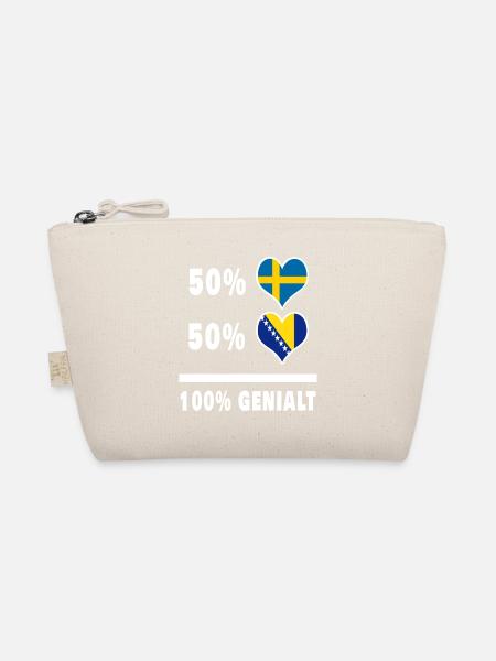 Bosnien och Sverige 100 % Genialt flagga - Ekologisk liten väska - natur