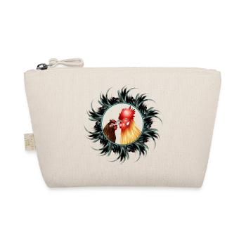 Rooster with hen in feather frame - Organic Pouch - nature - Front