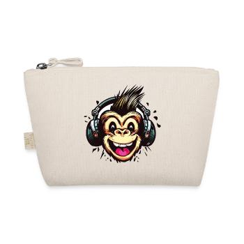 Funny Monkey with Headphones - Organic Pouch - nature - Front