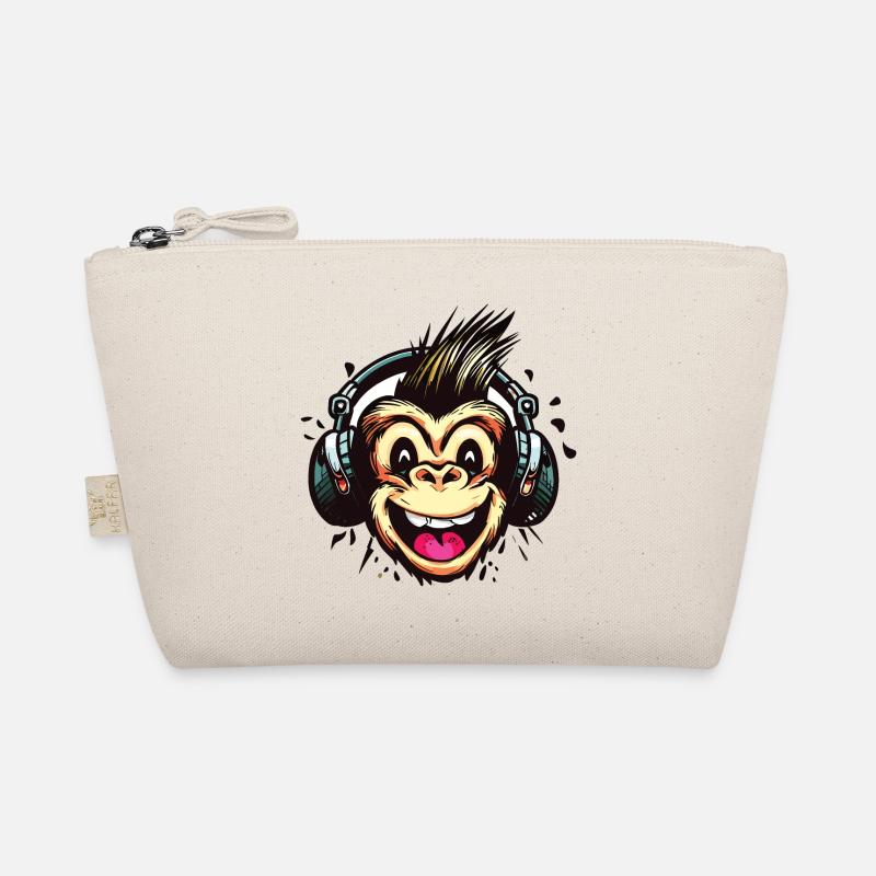 Funny DJ Monkey with Headphones Organic Pouch