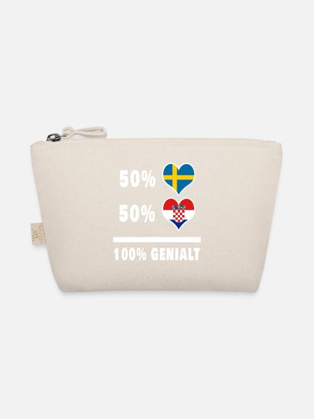 Kroatien och Sverige 100 % Genialt flagga - Ekologisk liten väska - natur