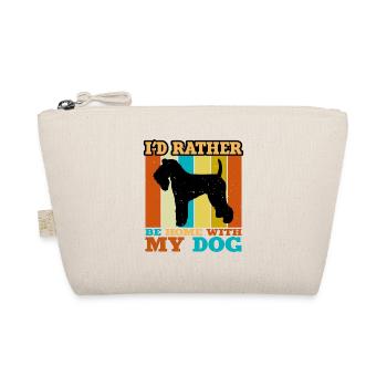 Kerry Blue Terrier Hund Silhouette Retro Sonnenuntergang - Bio-Täschchen - Natur - Vorne