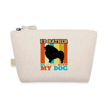 Keeshond Hundeliebhaber Silhouette Vintage Sonnenuntergang - Bio-Täschchen - Natur - Vorne