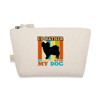 Papillon Dog Lover Silhouette Vintage Sunset - Organic Pouch - nature - Front