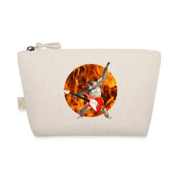 Monkey Whitebeard Gibbon Electric Guitar Fire Lets Rock - Organic Pouch - nature - Front