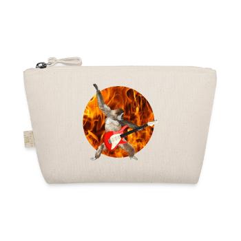 Monkey Whitebeard Gibbon Electric Guitar Fire Lets Rock - Organic Pouch - nature - Front