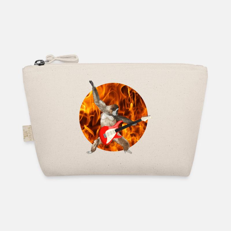 Affe Weißbartgibbon E-Gitarre Feuer lets rock Bio-Täschchen
