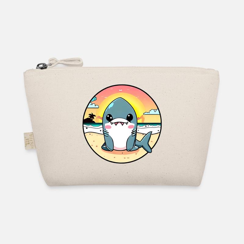 Relaxed shark on the beach Organic Pouch