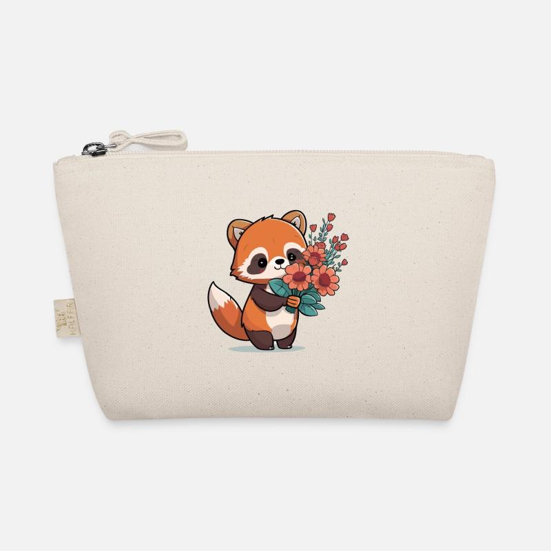 roter Panda mit Blumen - Bio-Täschchen - Natur
