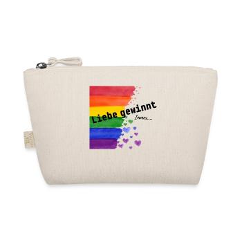 Liebe ist Liebe – Regenbogen Pride Design - Bio-Täschchen - Natur - Vorne