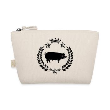 Shadow pig in laurel wreath with crown - Organic Pouch - nature - Front