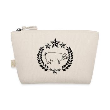 Pig transparent pig in laurel wreath - Organic Pouch - nature - Front