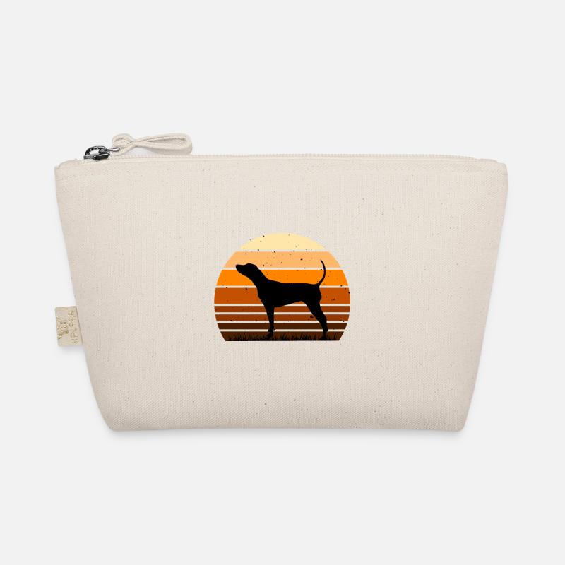 Schwarz und Braun Coonhound Hund Silhouette Retro Sonne - Bio-Täschchen - Natur