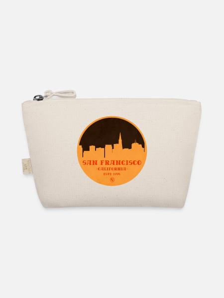 San Francisco Skyline Grafik in Orange - Bio-Täschchen - Natur