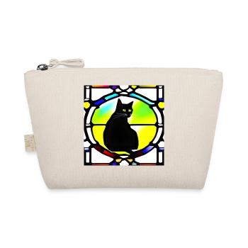 Black cat as a leaded glass window - Organic Pouch - nature - Front