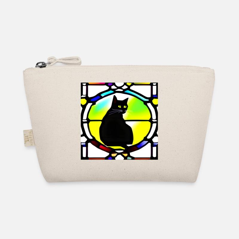 Black cat as a leaded glass window - Organic Pouch - nature
