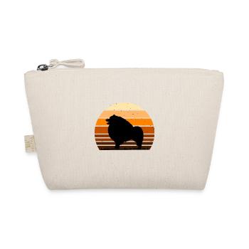 Keeshond Hundeliebhaber Silhouette Vintage Sonnenuntergang - Bio-Täschchen - Natur - Vorne