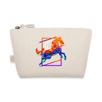 Horse Riding Rider Jumping Gallop Colorful Vintage - Organic Pouch - nature - Front